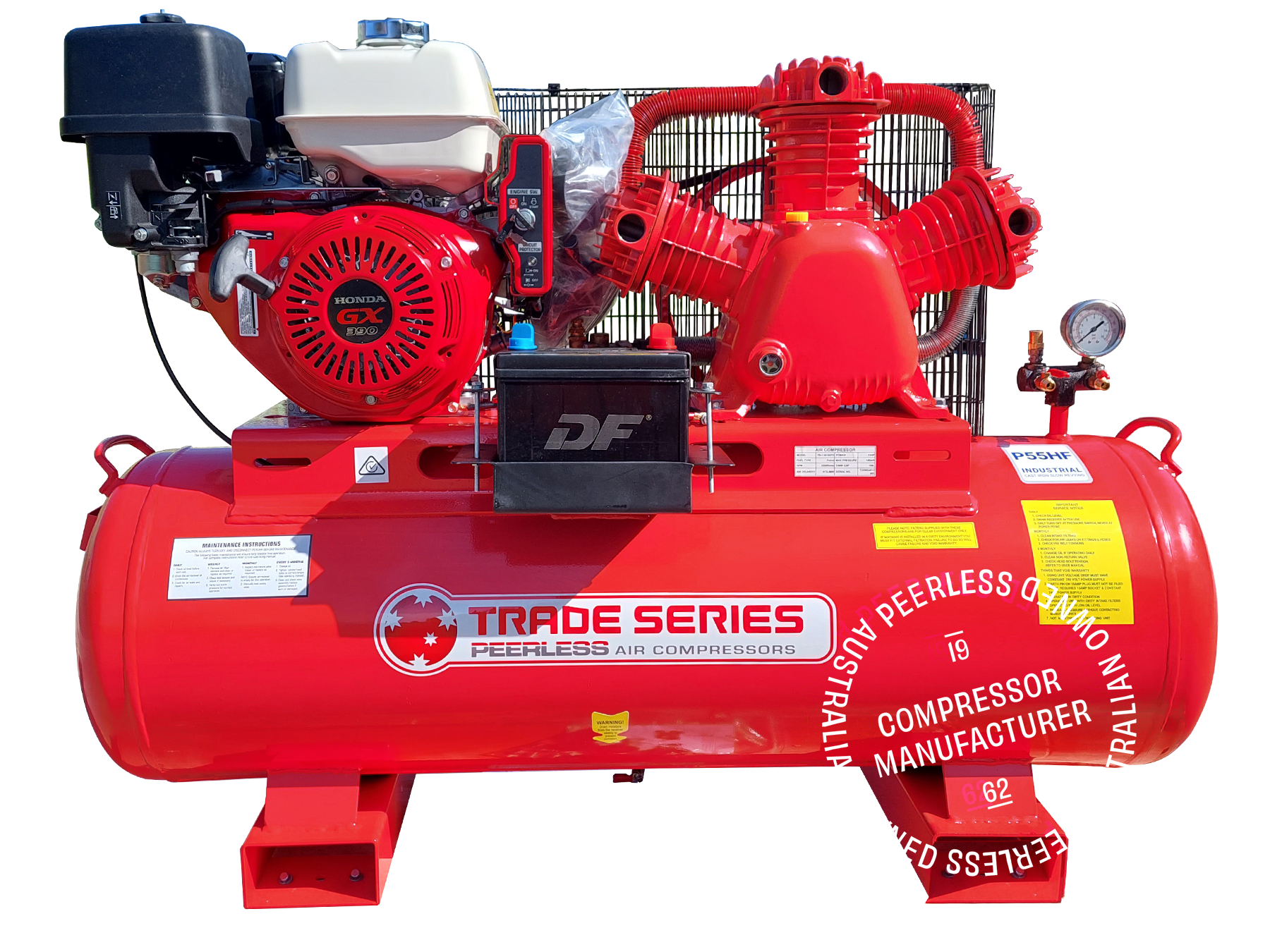 TS55P Petrol Air Compressor: Belt Drive, Honda GX390, 1150LPM