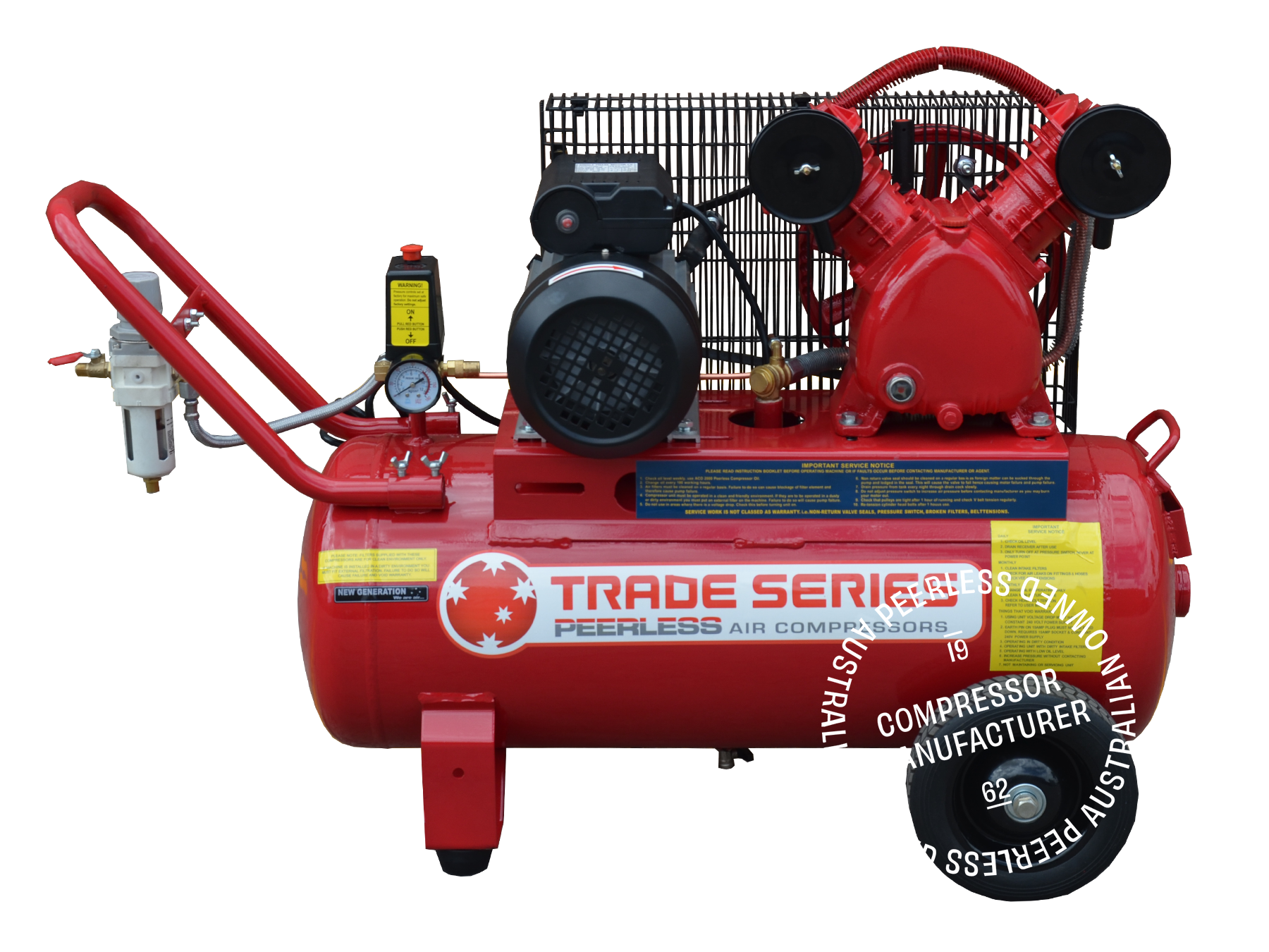 TS13V Single Phase Air Compressor: Belt Drive, 10Amp, 2.2HP, 190LPM