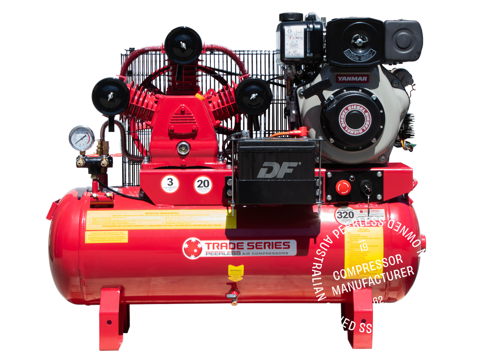 TS20D Diesel Air Compressor Belt Drive, Yanmar L48, 325LPM