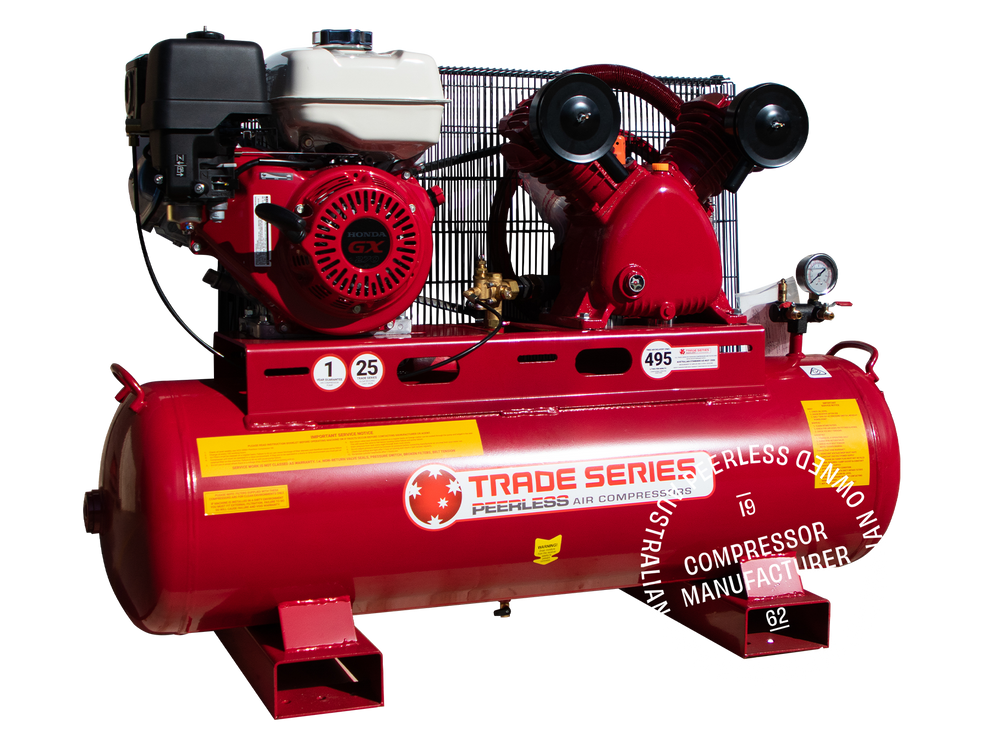 TS25P Petrol Air Compressor Belt Drive, Honda GX270, 495LPM