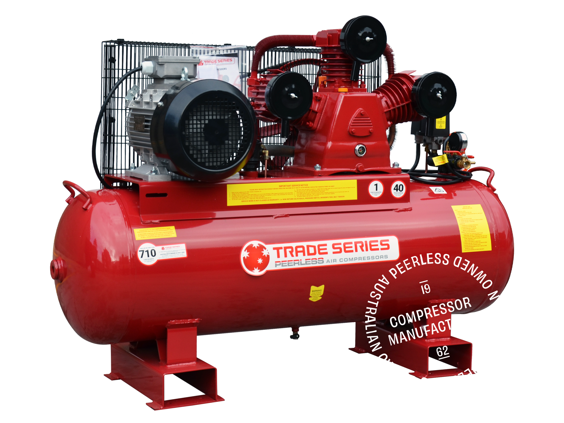 TS40W Three Phase Air Compressor: Belt Drive, 7.5HP, 710LPM