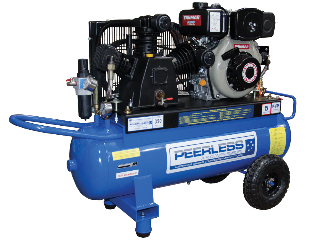 PHP15 Diesel Air Compressor: Belt Drive, Yanmar L48, 320LPM - for High