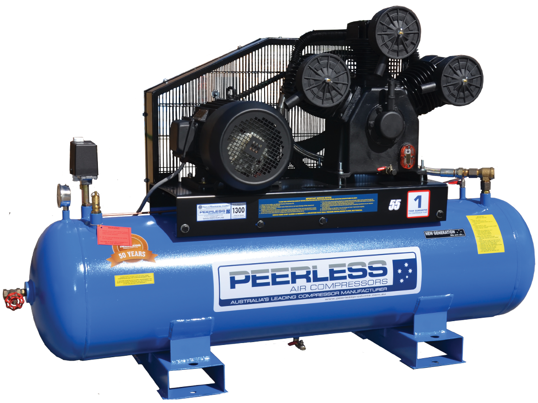 P55 High Flow Three Phase Air Compressor: Belt Drive, 10HP, 1300LPM