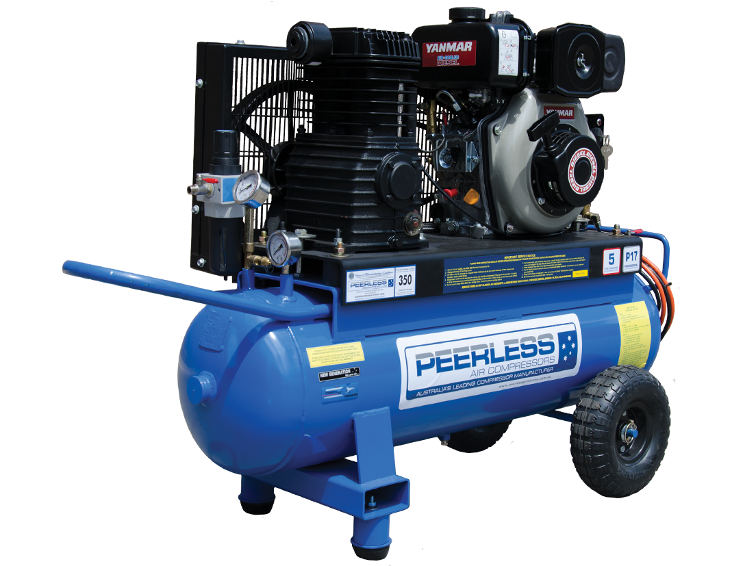 P17 Diesel Air Compressor: Belt Drive, Yanmar L48, 350LPM