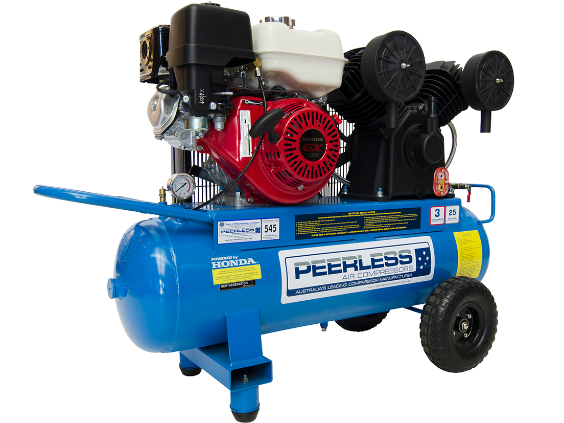 PV25 Petrol Air Compressor: Belt Drive, Honda GX270, 545LPM
