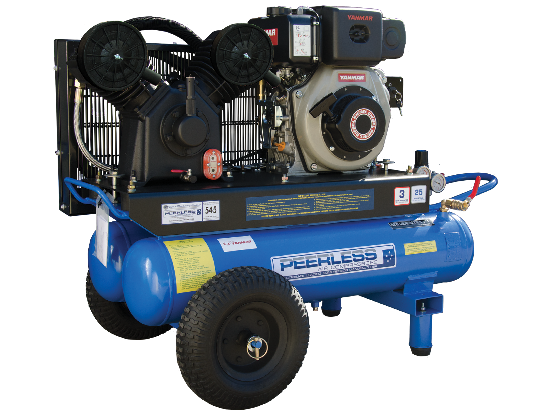 PV25 Diesel Air Compressor Belt Drive, Yanmar L70, 545LPM