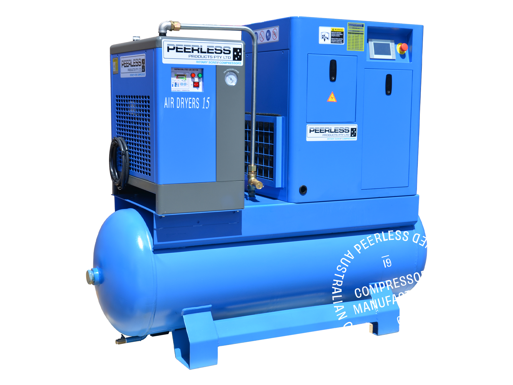 HQ10 Rotary Screw Air Compressor with Fixed Speed: Belt Drive, 10HP, 1000-1200LPM