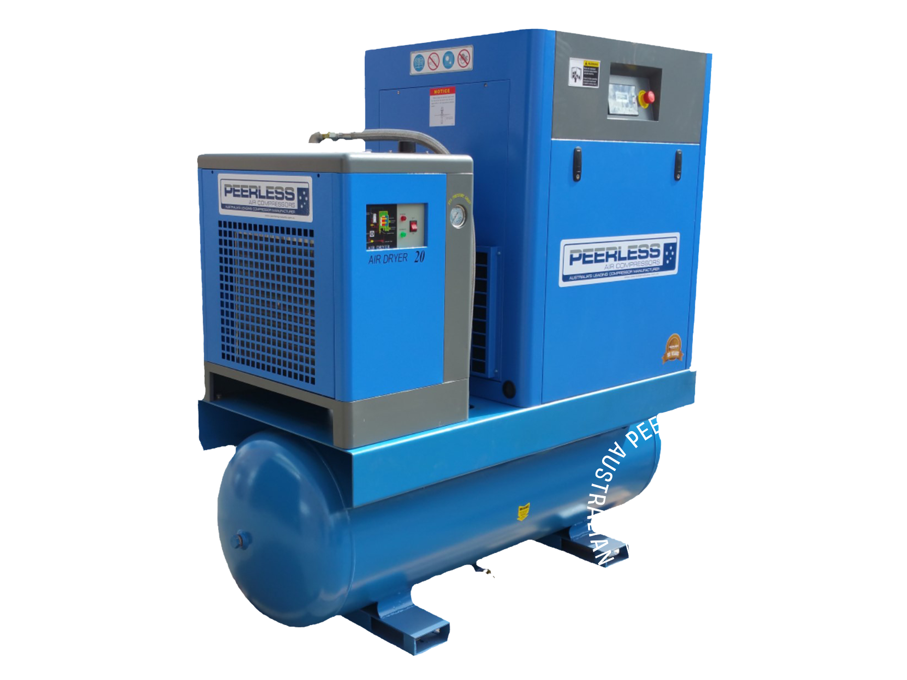 HQ20 Rotary Screw Air Compressor with Fixed Speed: Belt Drive, 20HP, 2200-2400LPM