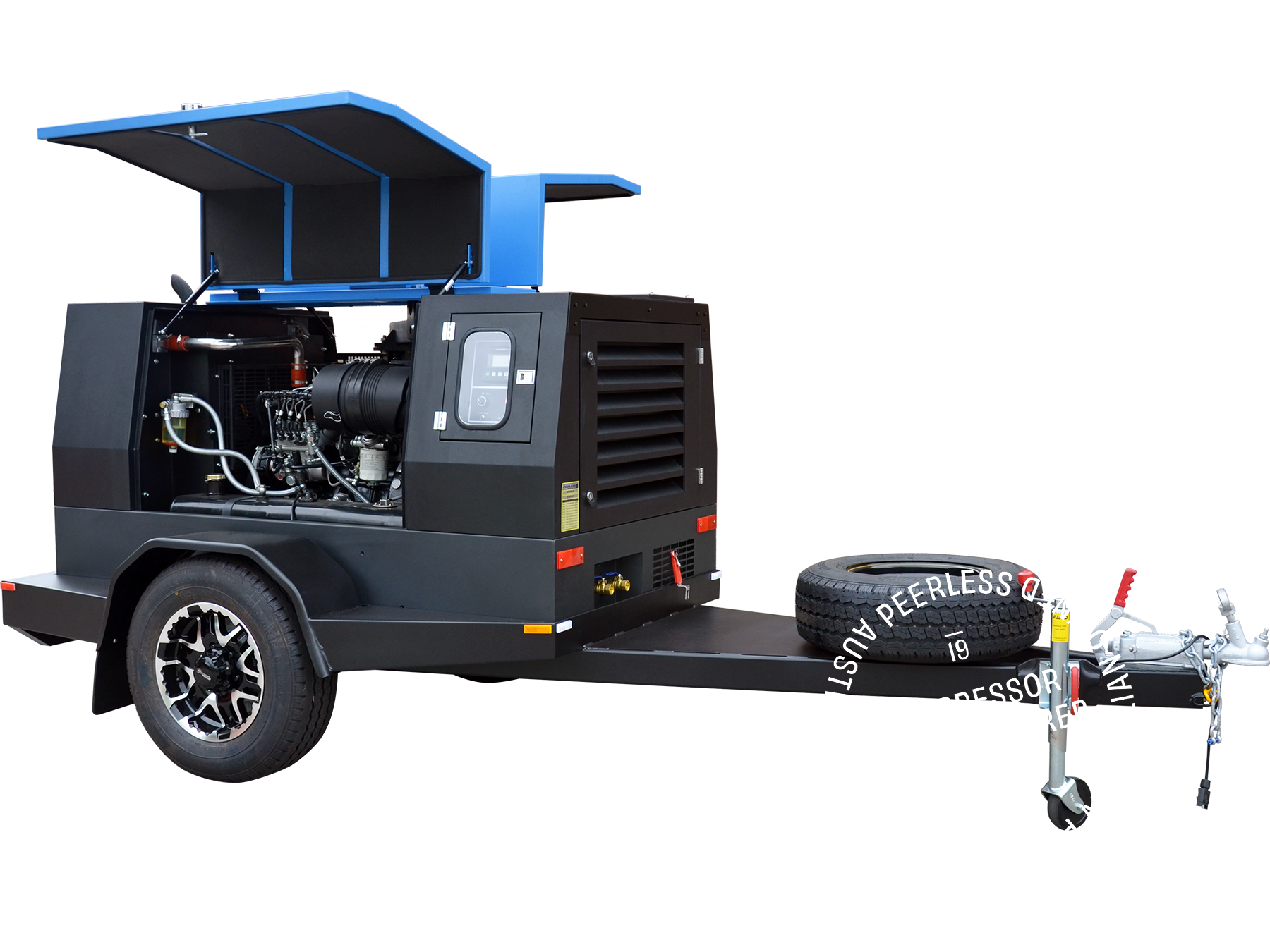 P185D Diesel Rotary Screw Air Compressor: Direct Drive, 50HP, 5232LPM at 7Bar - for Trailers