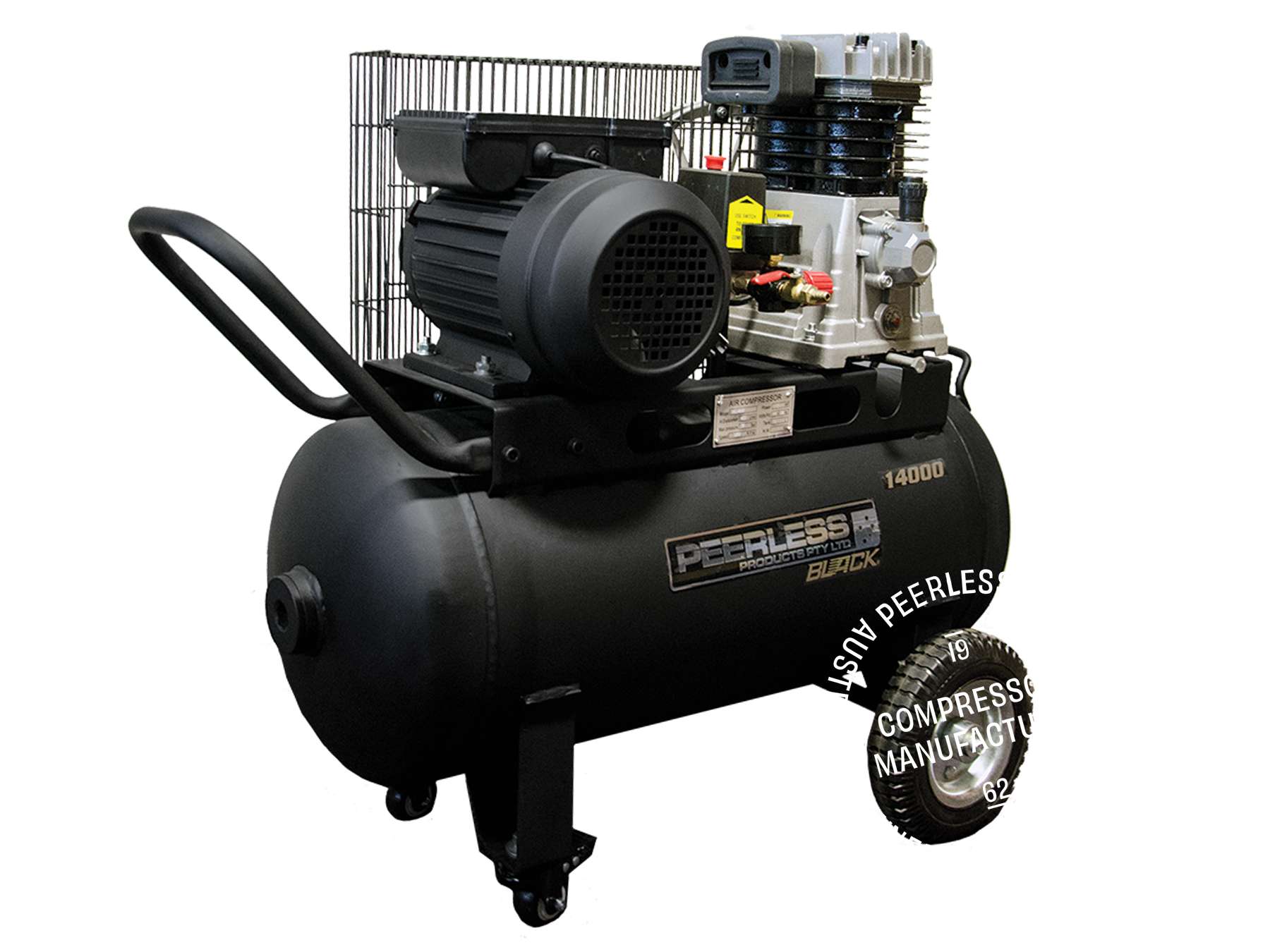 PB14000 Single Phase Air Compressor: Belt Drive, 10Amp, 2.5HP, 220LPM